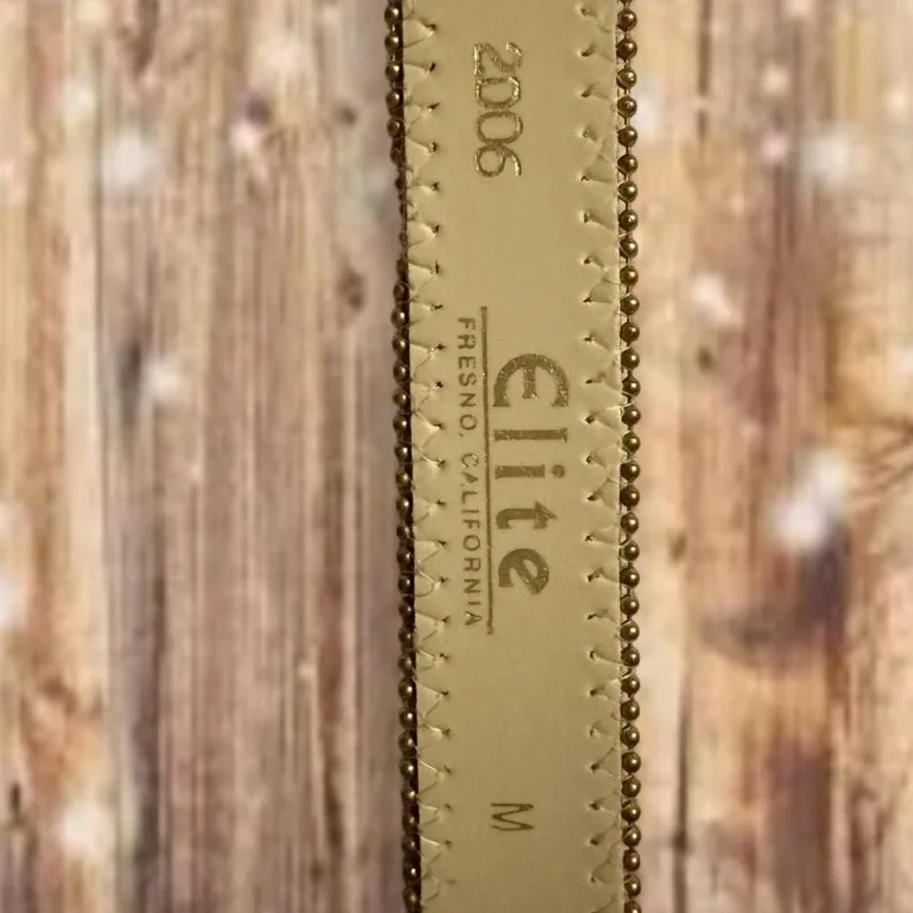 Vintage Western Lace Overlay‎ Belt by Elite – Textured Gold-Tone Buckle | Size M